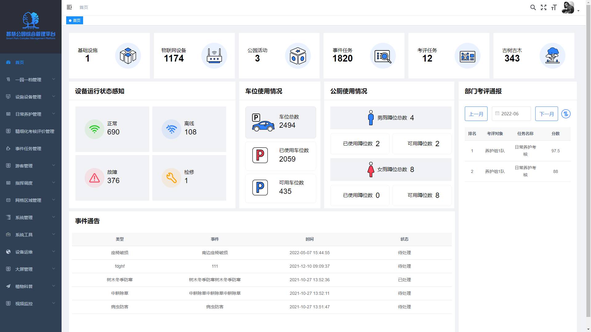 智慧公园管理平台 智慧公园管理平台